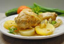 Chicken drumsticks baked with potatoes in a sleeve Recipe for potatoes with chicken legs in a sleeve
