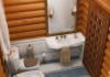 Bathroom and toilet in an old wooden house
